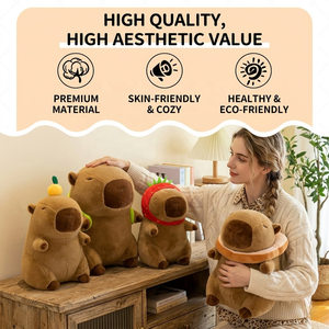 Aika Capybara Mignon avec Harnais de Poisson Rouge, Animaux en Peluche Créatifs, Cadeau Amusant et Doux - Product Image 3