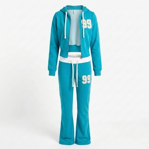 Conjunto Deportivo Informal Personalizado para Mujer, Sudadera con Capucha y Cremallera, Ligero, de Algodón y Felpa, Transpirable, Resistente al Viento y Ecológico - Product Image 2