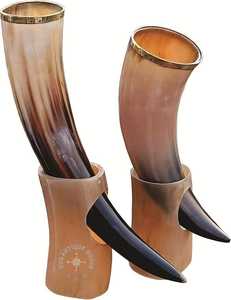 Cuerno Vikingo Artesanal para Beber con Soporte de Cuero, Jarra de Cuerno de Búfalo Natural para Hidromiel, Cerveza y - Product Image 4