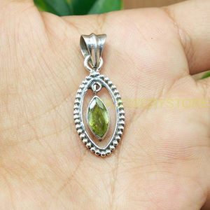 จี้เพอริดอทดีไซน์มาร์คีส์สีเขียวธรรมชาติ เงินแท้ 925 ทำมือ สำหรับผู้หญิง ขายส่ง - Product Image 5