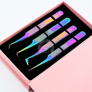 Pince à épiler volume conception gratuite pour extensions de cils pince à épiler d'isolation de cils pointe de fibre privée personnalisée 45 90 degrés en acier inoxydable - Product Image 1