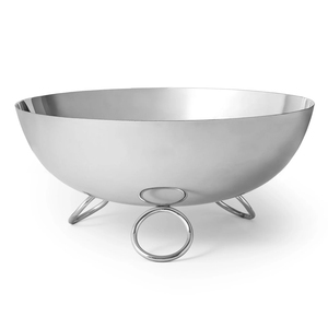 Bol de service élégant en acier inoxydable avec pieds métalliques en cercle entrelacé et finition polie miroir, parfait pour les espaces modernes - Product Image 1