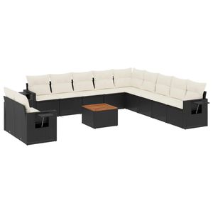 Set Divano da Giardino Nero e Bianco Crema per Arredamento da Esterno - Product Image 2