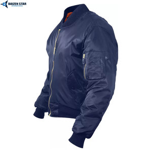 DAIZEN <b>STAR</b> Men Bomber <b>Jacket</b> Red Solid Zipper Closure Windproof Casual Outerwear Regular Fit Polyester Material Stand High - Product Image 6