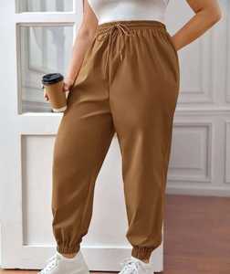 Pantalones Deportivos Casuales para Mujer, Transpirables, Bordados, Cintura Alta Elástica, Color Liso, con Bolsillos, Estilo Jogger - Product Image 5