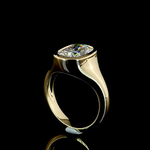 Anillo de Compromiso Solitario con Diamante Cultivado en Laboratorio con Certificación IGI, Corte Cojín, Engaste en Bisel, Oro 10K/14K/18K, Plata 925/935, Bañado en Rodio - Product Image 3