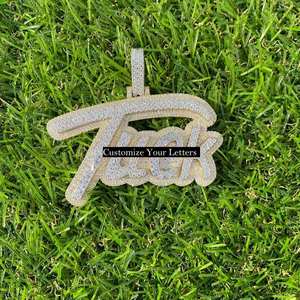 Pendentif Unisexe Haut de Gamme Personnalisé avec Lettre, Moissanite Pureté VVS Certifiée IGI, en Argent Sterling 925 Plaqué Or, Style Hip-Hop Givré - Product Image 5
