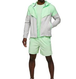 Color Block Windbreaker Shorts <b>Set</b> Men Two-Piece Waterproof Streetwear Sportswear Custom Logo Athletic Outfit - Product Image 1