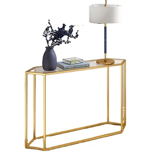 Mesa de consola de cristal de diseñador, base MS, mueble metálico, precio económico, sala de estar de lujo - Product Image 1