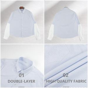 Nouveauté Chemises Oxford à manches longues pour hommes en coton 100% à double couche et patchwork - Product Image 4