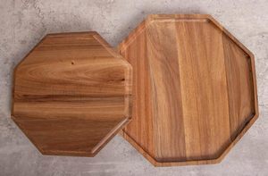 Juego de 2 bandejas de servir de madera de acacia, forma irregular, tablas decorativas de madera, bandejas para servir alimentos, frutas y charcutería, bandeja de servir para la sala de estar - Product Image 4