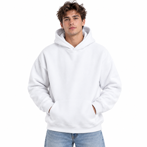 Sweat à capuche oversize pour homme avec cordon de serrage, capuche croisée, épaules tombantes, poche frontale et poignets côtelés - Product Image 4