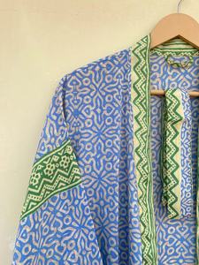 Bata de baño Vintage de alta calidad para mujer, estampado Floral, cuello en V, cremallera, manga completa en tela de algodón - Product Image 2