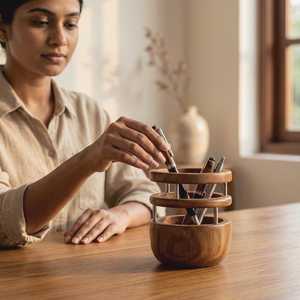 Soporte Decorativo de Madera para Bolígrafos, para Organización y Almacenamiento en el Espacio de Trabajo - Product Image 5