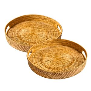 Round Wicker RATTAN <b>BASKET</b> / <b>TRAY</b> Rattan <b>Tray</b> Handmade Decorative <b>Tray</b> for Home Accessories Sustainable Handmade Home Decor - Product Image 1