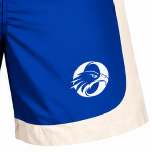 Shorts de course athlétiques pour hommes bleu roi et blanc avec empiècements contrastants, taille élastique, légers, pour l'entraînement sportif, la gym et les loisirs - Product Image 4