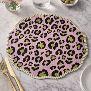 Mantel Individual Moderno Reversible de Algodón con Estampado de Leopardo, Acolchado, Delgado, Personalizable y Lavable a Máquina para Mesa de Comedor - Product Image 1