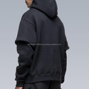 Men's <b>100</b>% Cotton Hooded Sweatshirt Oversize Pullover Custom Print Blank Drop Shoulder Hoodies Heavyweight Hoodie for Mens - Product Image 4