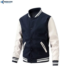 Custom Streetwear College Style Leather Varsity Jacket Button Front OEM Service Windproof Eco-Friendly Breathable Unisex Winter - Product Image 3