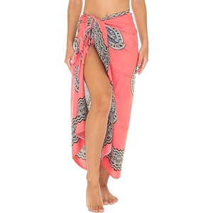 Womens Beach Swimsuit Cover Up Flower <b>Sarong</b> Wrap with Coconut Clip - Product Image 1