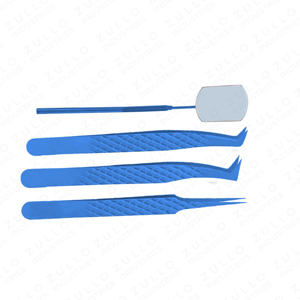 Custom 4PCS Fiber Tip Eyelash Tweezers Set Diamond Grip Stainless Steel Gold Point with Cloud Mirror Volume <b>Lash</b> Tool <b>Kit</b> - Product Image 4