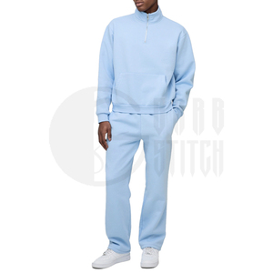 ชุดวอร์มผู้ชายสำหรับฤดูหนาว แบบลำลอง สีพื้น ระบายอากาศได้ดี ซิปครึ่งตัว ผลิตจากโพลีเอสเตอร์/คอตตอน น้ำหนักเบา มีกระเป๋าข้าง - Product Image 4