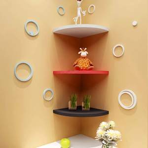 Étagères flottantes d'angle, 3 niveaux, petites étagères murales d'angle en MDF, panneaux en bois d'ingénierie, étagère de présentation, de décoration et de rangement - Product Image 2