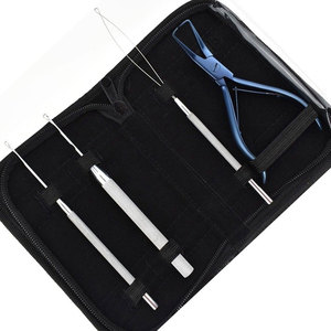 Professional Hair Extension Tools Kit Black Stainless Steel <b>Pliers</b> <b>Set</b> with Loop Needle Section Clips Rat Tail Comb Complete - Product Image 6