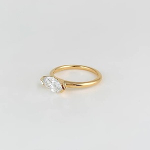 Anillo de Boda Minimalista con Diamante Solitario de Corte Marquesa de 1.70 CT, Plata 925 Chapada en Oro, Certificado GRA, Engaste de Tres Puntas - Product Image 2