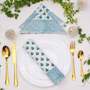 Servilletas Modernas Boho Indias Hechas a Mano con Estampado Personalizado en Algodón y Lino Lavables para Bodas, Restaurantes y Eventos - Product Image 1