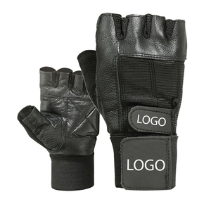 Unisex High Quality Leather Half Finger Gym Gloves Non-Slip Breathable Quick Drying Palm Adjustable Wrist <b>Strap</b> Weight Lifting - Product Image 4