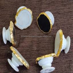 Sous-verre en onyx sculpté en gros avec bordure dorée et support pour téléphone portable - Product Image 6