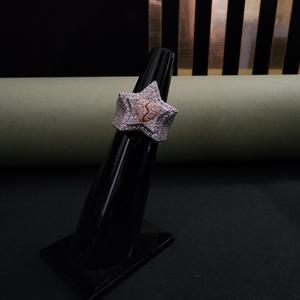 Anillo de cóctel de lujo con forma de estrella, engaste pavé de diamantes, plata 925, joyería unisex para fiestas - Product Image 4