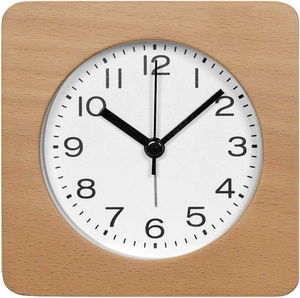 Horloge de bureau carrée en bois de manguier artisanale, style rustique et minimaliste, pour la maison, le bureau et la décoration de table - Product Image 6