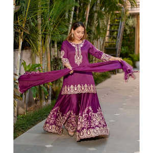 Conjunto de Top, Pantalón y Dupatta para Mujer, Ideal para Fiestas - Product Image 3