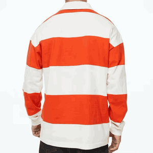 เสื้อโปโลแขนยาวผู้ชายแบบขายส่ง สกรีนโลโก้ตามสั่ง ผลิตจากผ้าฝ้าย 100% ลายทาง ผลิตแบบ OEM ชุดเซ็ต ผ้าหนา GSM สูง - Product Image 2