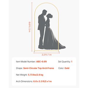 Struttura Stabile 6.6 X 3.3 ft Supporto per Sfondo ad Arco in Metallo Dorato Facile da Montare in 1 Pezzo Decorazione per Matrimoni e Compleanni - Product Image 2
