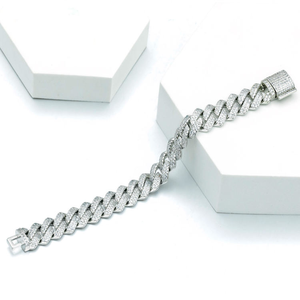 Moissanite Diamond Cuban Link Bracelet 925 <b>Silver</b> Iced Out Chain Luxury Hip Hop Jewelry Gift <b>for</b> <b>Men</b> Women Trendy - Product Image 3