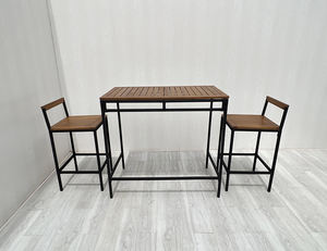 BS00068 Moderno Conjunto de Muebles de Jardín de 3 Piezas de Mimbre y Madera para Patio, Comedor, Terraza, Sala de Estar, Uso en Exteriores - Product Image 5