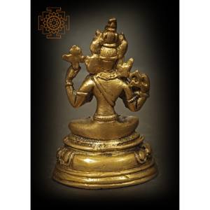 Statue de Chenrezig en laiton de 3 pouces faite à la main (Shadakshari Lokeshvara) petite sculpture pour cadeaux fabriquée en Inde - Product Image 3