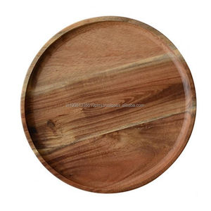 Offre spéciale Vente en gros Ensemble rond en bois d'acacia et manguier avec chargeur et assiettes et vaisselle Dessus de table Assiettes en bois massif personnalisées - Product Image 6