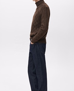 Pull en laine à col roulé pour homme, couleur unie, tricot torsadé, coupe classique, anti-boulochage, idéal pour l'hiver - Product Image 4