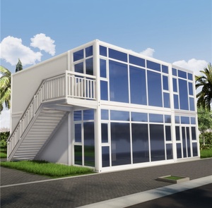 Maison conteneur écologique à deux étages, en kit, étanche, avec mur rideau, pour usage en filiales de banques et appartements - Product Image 3