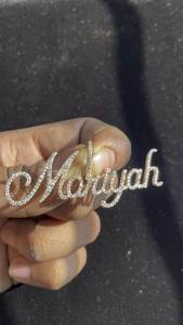 Fully Diamond Cursive English Name Letter Pendant <b>Necklaces</b> 925 <b>Silver</b> Moissanite 18K Gold Plated Iced <b>Initial</b> Charms For Him - Product Image 2