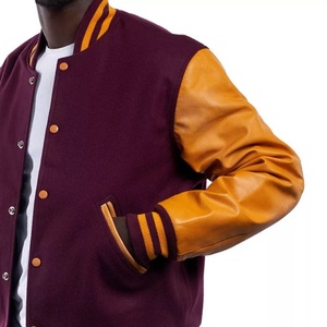 <b>Men</b> Custom Varsity Letterman Bomber <b>Jacket</b> Stand Collar Wool Streetwear - Product Image 5