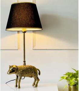 Lámpara de Mesa de Latón con Forma de Oveja y Pantalla de Tela Negra, Diseño Contemporáneo para Uso Residencial - Product Image 2