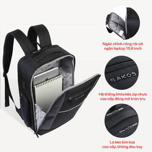 Sac à dos professionnel de luxe pour ordinateur portable, étanche, avec fermeture éclair, coque rigide, esthétique, antivol et antichoc - Product Image 4