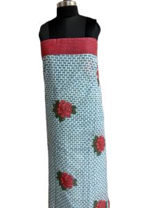 Indian Traditional <b>Scarf</b> for Women Block Printed Cotton <b>Turquoise</b> Floral Pattern Easy Style Bikini Cover for Summer Beach 2022 - Product Image 1