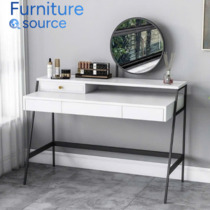 Vietnam Manufacturer's Custom Modern MDF Melamine Vanity Table <b>LED</b> Lighted <b>Mirror</b> <b>Storage</b> Cabinet for Personal Beauty Bedrooms - Product Image 2
