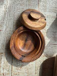 <b>Wooden</b> Salt Jar <b>Rustic</b> <b>Wooden</b> Storage Pot Durable Salt and Spice Container for Home Kitchen Restaurant Café and <b>Dining</b> Settings - Product Image 5